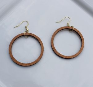 Wooden <b>Circle</b> Earrings With Gold Hooks Natural <b>Wood</b> Grain Design Jewelry Findings For Crafting And Accessories - Product Image 4