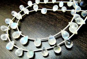 Genuine White <b>Rainbow</b> Moonstone Faceted <b>Drop</b> Shape Blue Flashy Moonstone Beads Size 6x8mm to 8x10mm Strand 8 inch long - Product Image 4