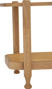 Modern Side <b>Table</b> Natural Malaysian Oak <b>Solid</b> <b>Wood</b> <b>Top</b> with Rattan Shelf End <b>Table</b> for Living Room Bedroom Home Cafe Furniture - Product Image 3
