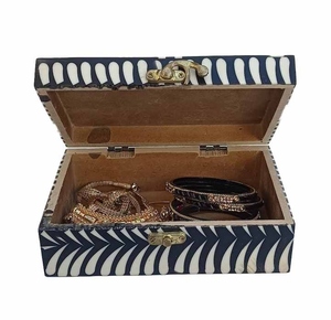 Artisan Craft Box Bone Inlay Wooden Jewelry Box Custom Design Storage <b>Case</b> for <b>Earrings</b> Rings Necklaces and Bracelets - Product Image 4