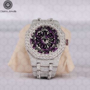 Charm_Jewells Luxury Stainless Steel <b>Watch</b> 42mm Analog Quartz Purple Mandala Dial Unisex Fashion Bracelet Folding Clasp - Product Image 1