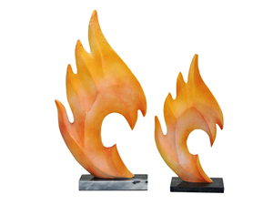 Conjunto de Esculturas de Llama Abstractas, Arte Metálico Moderno Inspirado en el Fuego con Base de Mármol para Decoración del Hogar, Oficina, Estante o Escritorio - Product Image 2