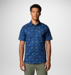 Camisa de Pesca de Manga Corta Azul Sólida para Hombre con Cierre de Pullover, Secado Rápido, UPF 50, 100% Poliéster, Antibacteriana - Product Image 4