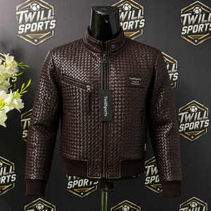 Chaqueta Bomber Unisex de PU con Cuello Alto, Patrón Repujado, Cierre de Cremallera, Estilo Moto, para Otoño - Product Image 3
