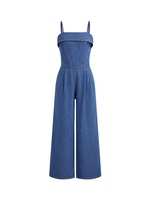 Robe moulante en jean premium pour femme, longueur ras du sol, coupe trapèze, décontractée, élégante, tendance, confortable, unie, tissée, boutonnée, élastique, froncée