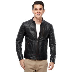<b>High</b> Quality Custom Made Slim Fit Genuine Lambskin <b>Top</b> Material Fashion Design Wholesale <b>Leather</b> jacket for men - Product Image 1