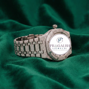 นาฬิกา Pragalbh Jewels รุ่นหรูหราประดับเพชรเต็มเรือน สไตล์ AP ระบบออโตเมติก ตัวเรือนสแตนเลสสตีล สำหรับผู้ชาย - Product Image 2