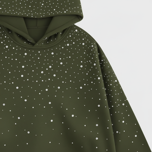 Custom Rhinestone Hoodie Unisex High Quality Custom Diamond Cotton Fleece <b>Pullover</b> <b>Men</b> Rhinestone Hoodie - Product Image 3