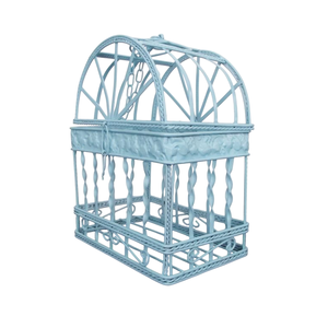 Cage à oiseaux en métal orange avec dessus décoratif et perchoir pour la décoration intérieure et extérieure du jardin, cage à oiseaux en fil métallique - Product Image 3