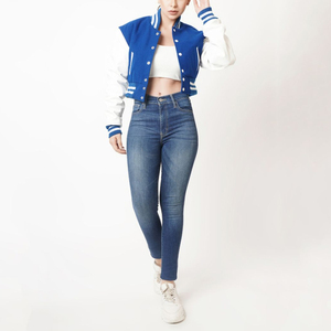 Top Quality Custom Crop Varsity <b>Jackets</b> for <b>Women</b> Wool <b>Sleeves</b> Woolen Crop Letterman <b>Jackets</b> Cropped Baseball <b>Jackets</b> Ladies - Product Image 1