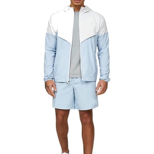 Conjunto Deportivo Tri Pro de Dos Piezas, Chaqueta Cortavientos Transpirable con Capucha, Ligera, Pantalones Cortos con Estampado de Leopardo, Ropa Deportiva Urbana - Product Image 1