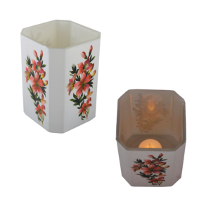 Floral Print <b>Wax</b> Jar Glass Design Multiple Colored Painted Design T-light Holder Tableware Glass, High Quality, Candle Jar - Product Image 3