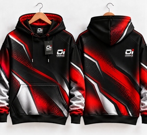 Wholesale Direct OMMIZ INDUSTRY New Design Custom Stitched <b>Black</b> Royal-White Fade Fashion Sports Pullover Sweatshirt <b>Hoodie</b> - Product Image 2