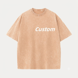 T-shirts pour hommes de style décontracté, couleur unie, manches courtes, coupe ample, anti-plis, effet délavé, OEM ODM - Product Image 1