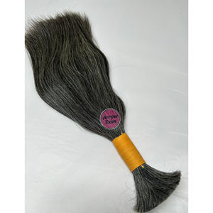 Cheveux humains naturels indiens gris lisses en vrac 100g bruts pour tressage - Product Image 6