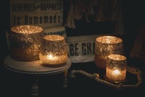 Luxury <b>Decorative</b> Simple Colored Round Cylinder Hand-crafted Multi-Purpose Home Decor Silver Golden Dark Blue Mosaic Glass <b>Jars</b> - Product Image 3