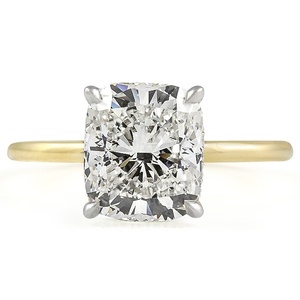 vintage 3 CT <b>Cushion</b> Lab Diamond Solitaire <b>Ring</b> Solid Yellow Gold Slim Band Minimalist <b>Wedding</b> <b>Ring</b> Women Fine Jewelry - Product Image 5