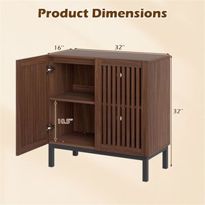 Credenza Buffet Stile Fattoria da 32 Pollici in Noce e Rovere Nero con 2 Ante e Ripiano Regolabile per Soggiorno o Casa - Product Image 6