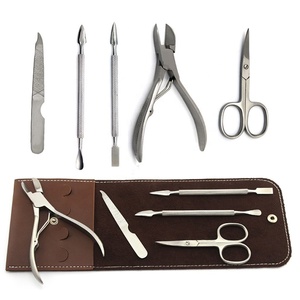 Wholesale 5 Pieces Manicure Set With Leather <b>Case</b> German Stainless Steel <b>Nail</b> Care Tools Private Label Manicure Kit - Product Image 5