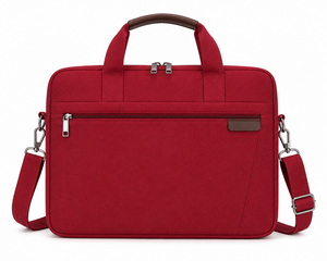 AMANI Red Canvas <b>Laptop</b> Briefcase with Shoulder Strap Eco-Friendly Business Style Handle Closure <b>Laptop</b> Sleeve <b>Case</b> - Product Image 1
