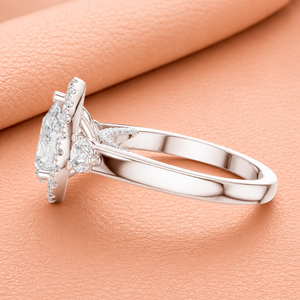 Anillo de Compromiso de Lujo con Diamantes en Forma de Pera y Halo, Acabado en Oro Blanco, Anillo de Boda Elegante para Mujer, Regalo de Joyería - Product Image 2