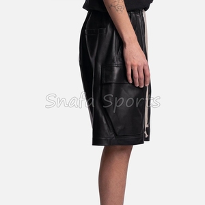 กางเกงขาสั้นหนังผู้ชายสำหรับออกกำลังกายแบบสบายๆ ใส่ได้ทั้งฤดูร้อนและในยิม แฟชั่นใหม่ กางเกงขาสั้นลำลองผู้ชาย หนังแท้ 100% - Product Image 3