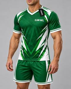 ชุดเสื้อฟุตบอลชาย CLAW INTL สีเขียวขาว คอวี แขนสั้น พิมพ์ลายแบบ Sublimation ผ้าโพลีเอสเตอร์ - Product Image 3