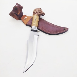 Couteau de chasse haut de gamme avec manche sculpté en tête de lion, manche en bois et lame en acier inoxydable, design à pointe tombante pour usage extérieur - Product Image 4