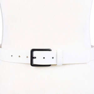 Cinturón Casual Blanco de Cuero Vacuno con Hebilla Cuadrada de Aleación, Diseño de Color Sólido, Ecológico, 1.5 Pulgadas de Ancho para Uso Diario - Product Image 6