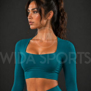 2026 Premium Women <b>Flare</b> <b>Leggings</b> Yoga Set High Waist Pants Long Sleeve Top Stretch Breathable Fitness Activewear Set - Product Image 4