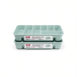 Set di 2 Portaposate Cubertero, Scolapiatti, Organizzatore per Cucina, Vassoio Divisorio Impilabile in Plastica, Taglia L - Product Image 2