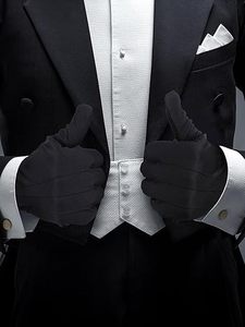 ถุงมือสีดำสำหรับชุดทางการสำหรับผู้ชาย ถุงมือไนลอนผสมฝ้ายสำหรับขบวนพาเหรดและวงโยธวาทิต - Product Image 6