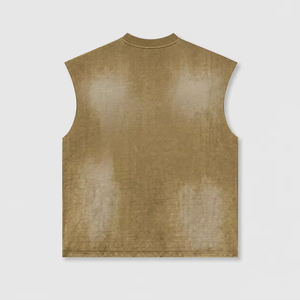 Camiseta sin mangas con estampado gráfico de diamantes de imitación personalizados, 100% algodón, logotipo impreso, unisex, estilo urbano, venta al por mayor OEM - Product Image 2
