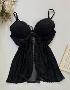 Ensemble de lingerie de luxe en satin et dentelle |   Robe de nuit sensuelle au toucher soyeux |   Robe élégante brodée pour bébé, lingerie en dentelle transparente - Product Image 6