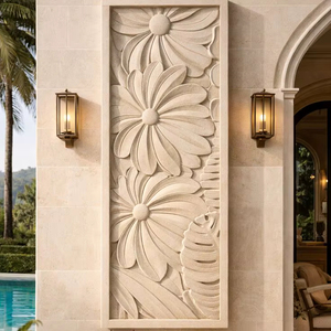 Panel de Pared de Mármol Blanco Tallado a Mano, Mural de Pared de Piedra 3D - Product Image 1