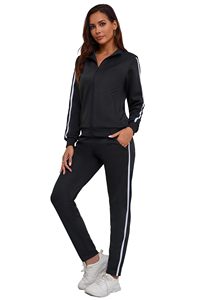 Conjunto deportivo cómodo y transpirable para mujer en color sólido, conjunto deportivo de moda con mangas largas y transpirables para mujer - Product Image 4