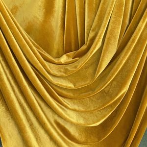 Luxury Chiku Yellow Velvet Fabric 100% Polyester Brushed Sueded Plain Woven Medium Weight Soft Comfortable Wrinkle Curtain - Product Image 3