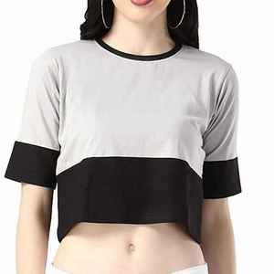 Nouveaux t-shirts crop top pour femmes au design attrayant, prix bas, t-shirts crop top en promotion. - Product Image 3