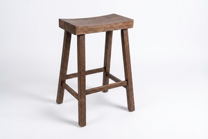 Taburete de Bar Moderno de Madera de Caucho Redondo, Taburete Alto para Muebles del Hogar - Product Image 2