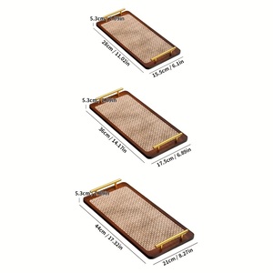 Plateau de rangement et de service élégant avec poignées dorées, surface antidérapante, parfait pour le café, les collations, la table de chevet et la décoration intérieure - Product Image 6