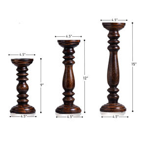 Custom Factory Supplier Wooden <b>Candle</b> <b>Pillar</b> <b>Holder</b> Set of 3 Pieces Made of Mango <b>Wood</b> <b>Candle</b> Stand for Farmhouse Decoration - Product Image 3