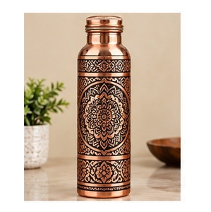 Botella de Agua de Cobre Ecológica, Libre de BPA, Diseño Mandala Bohemio, Portátil para Viajes - Product Image 1
