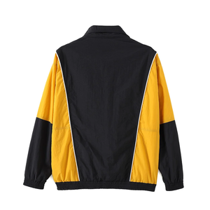 Veste coupe-vent imperméable Alpha noire, jaune et blanche, entièrement zippée, légère, en polyester, avec poches cachées et fermeture éclair - Product Image 3