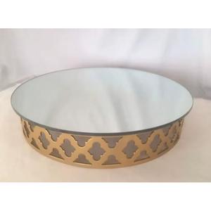 Grand support à gâteau rond en métal plaqué or, support à dessert pour les fêtes d'anniversaire à domicile, vaisselle à prix abordable - Product Image 1