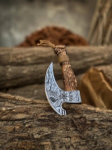 Hacha Tomahawk de Acero Forjado a Mano con Mango de Madera y Hoja Tallada, Hacha de Supervivencia para Exteriores - Product Image 5