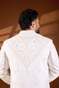 Designer Men Ethnic Wear Modern Style Jodhpuri Suit Dusty Rose TR Lachko Fabric with Glass <b>Beads</b> and Sequence Embroidery Set - Product Image 4