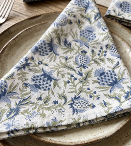 Wholesale Handmade Bagru Print Square Napkin 100% Cotton Eco Friendly Durable Reusable American Style Rustic Farmhouse - Product Image 4