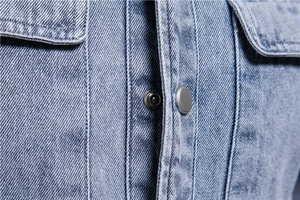 Nouvelle veste en jean vintage élégante pour hommes et garçons, couleur personnalisée, logo, tissu respirant en coton et lin écologique, délavage clair, OEM - Product Image 5