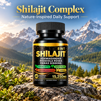Capsules Premium Shilajit 8-en-1 15250mg Ashwagandha Rhodiola Panax Ginseng Cordyceps Curcuma 60 Comprimés Supplément OEM ODM