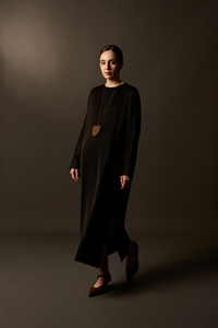Vestido Midi de Satén de Seda para Mujer, con Detalle de Botones, Abertura Lateral, Manga Regular, Corte Holgado, Estilo Casual Transpirable - Product Image 4